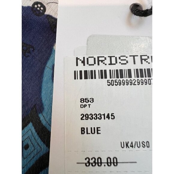 New REISS Size US 0 Split-Neck Printed Dress Blue Multi - Picture 12 of 14